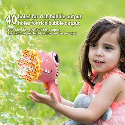 Dinosaur Bubble Gun for Kids — 40 Hole Electric Bubble Machine Toy, Automatic Soap Bubble Blaster for Outdoor Birthday Party Summer Fun