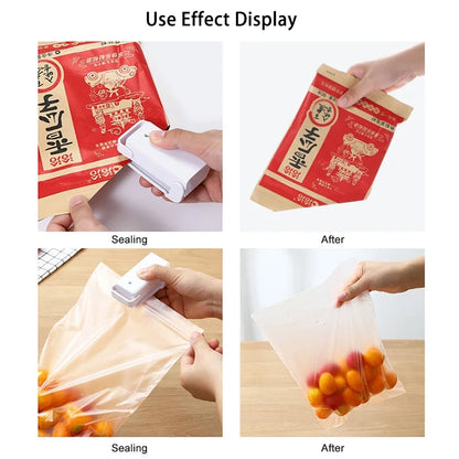 Mini Heat Bag Sealer Machine — Portable Handheld Food Bag Resealer for Chips, Snacks, Frozen Food, Plastic Bag Heat Seal Tool