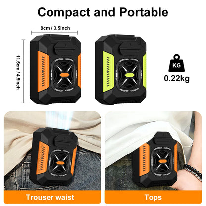 Wearable Waist Clip Fan — 5000mAh Portable Hands Free Belt Fan with 3 Speed Settings, Personal Cooling Fan for Outdoor Work Travel and Summer