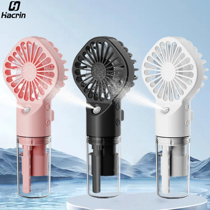 Handheld Mist Fan with Water Spray — Portable USB Rechargeable Mini Fan and Humidifier, Personal Cooling Fan for Outdoor Travel and Summer Events