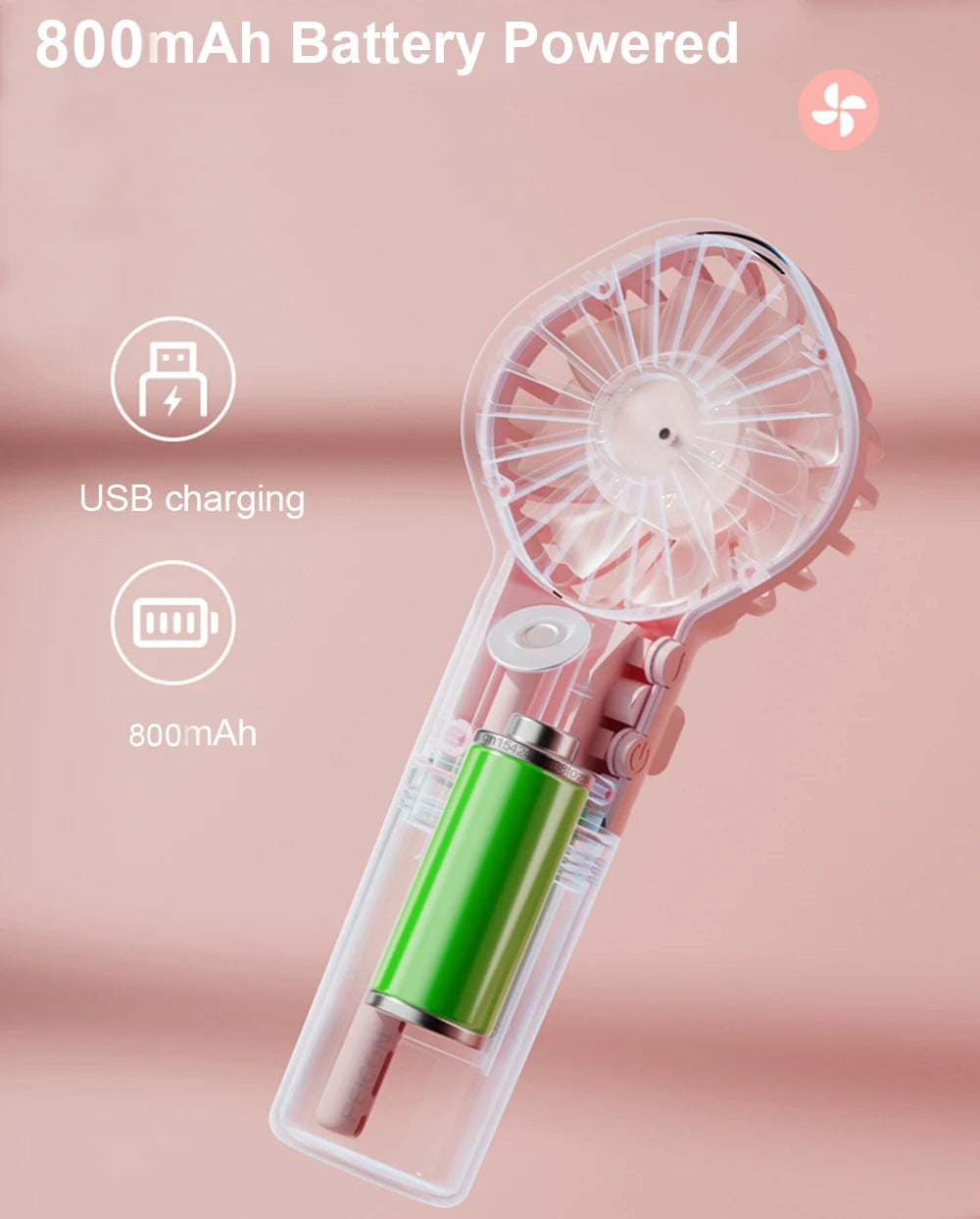 Handheld Mist Fan with Water Spray — Portable USB Rechargeable Mini Fan and Humidifier, Personal Cooling Fan for Outdoor Travel and Summer Events