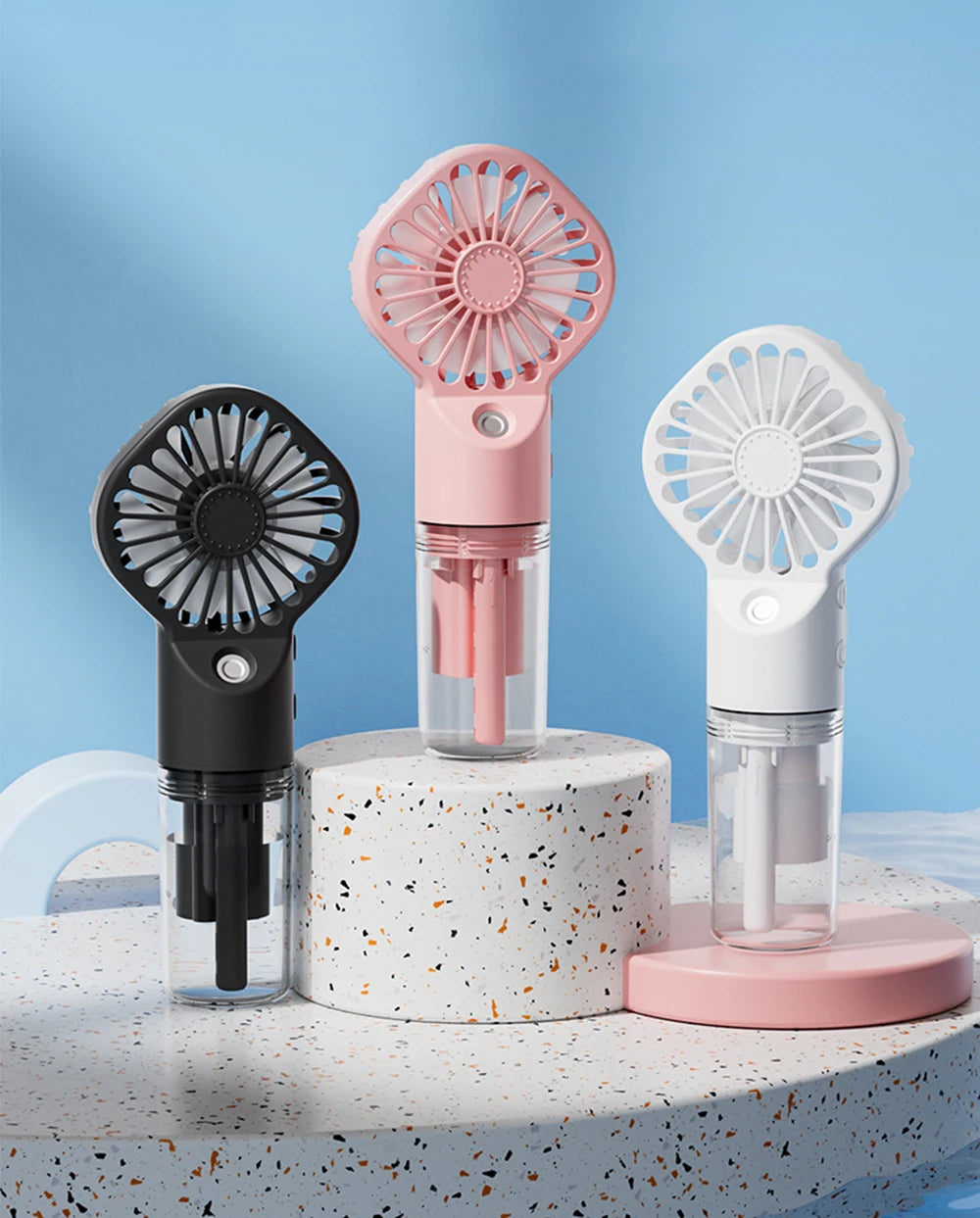 Handheld Mist Fan with Water Spray — Portable USB Rechargeable Mini Fan and Humidifier, Personal Cooling Fan for Outdoor Travel and Summer Events