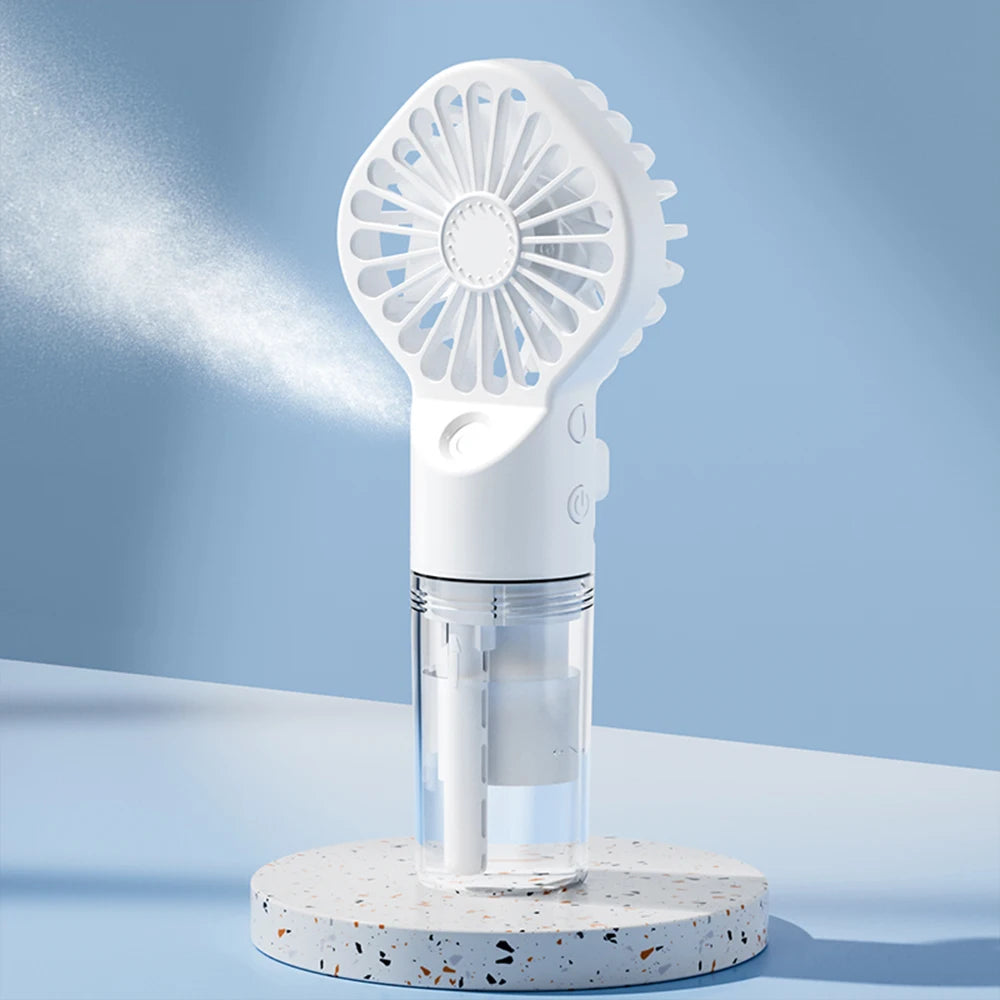 Handheld Mist Fan with Water Spray — Portable USB Rechargeable Mini Fan and Humidifier, Personal Cooling Fan for Outdoor Travel and Summer Events