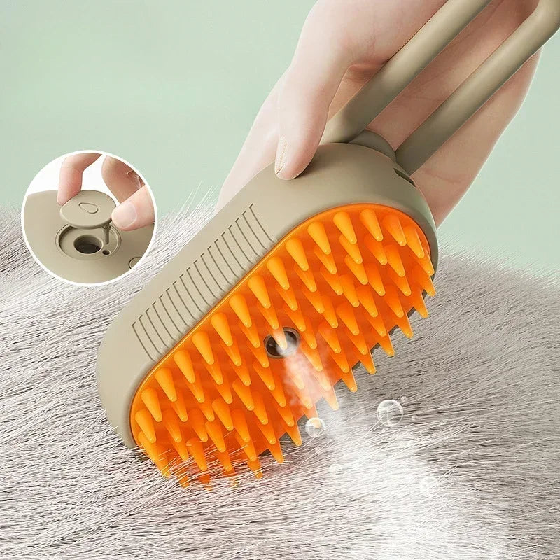 Pet Steam Brush for Cats and Dogs — 3 in 1 Spray Massage Grooming Comb, Hair Removal Deshedding Brush, Pet Cleaning Accessories