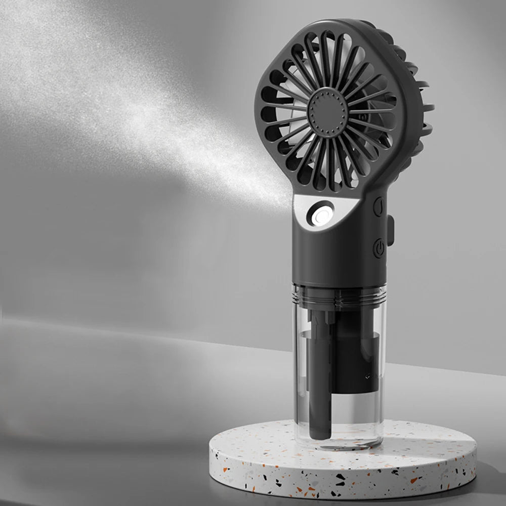 Handheld Mist Fan with Water Spray — Portable USB Rechargeable Mini Fan and Humidifier, Personal Cooling Fan for Outdoor Travel and Summer Events