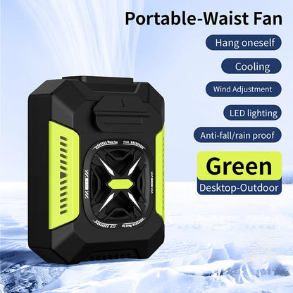 Wearable Waist Clip Fan — 5000mAh Portable Hands Free Belt Fan with 3 Speed Settings, Personal Cooling Fan for Outdoor Work Travel and Summer