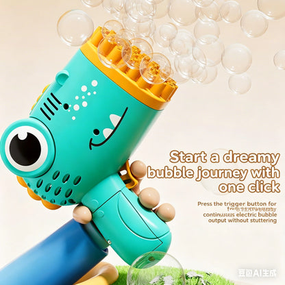 Dinosaur Bubble Gun for Kids — 40 Hole Electric Bubble Machine Toy, Automatic Soap Bubble Blaster for Outdoor Birthday Party Summer Fun
