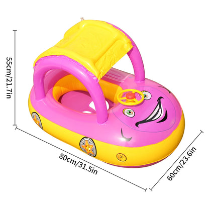 Car Shape Kids Pool Float — Toddler Inflatable Swimming Ring Beach Toy, Baby Swim Floatie for Ages 3-6, Summer Pool Accessory