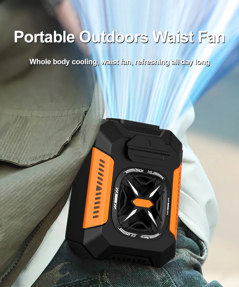 Wearable Waist Clip Fan — 5000mAh Portable Hands Free Belt Fan with 3 Speed Settings, Personal Cooling Fan for Outdoor Work Travel and Summer