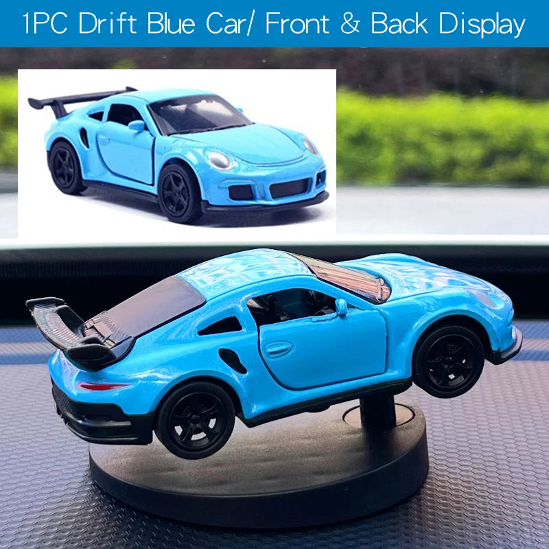 Drift Car Dashboard Toy Ornament — Swinging Mini Race Car Decoration for Car Interior, Funny Car Accessories Gift for Men and Car Lovers