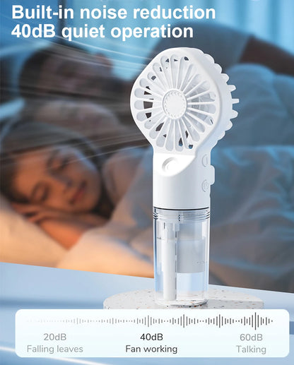 Handheld Mist Fan with Water Spray — Portable USB Rechargeable Mini Fan and Humidifier, Personal Cooling Fan for Outdoor Travel and Summer Events