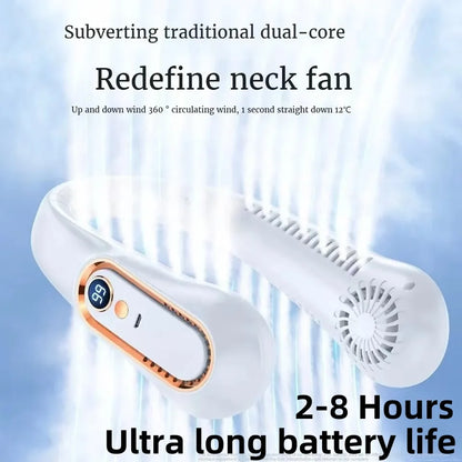 Bladeless Neck Fan — 8000mAh USB Rechargeable Portable Hanging Neck Fan with LED Display, Quiet Personal Air Cooler for Home Office and Outdoor