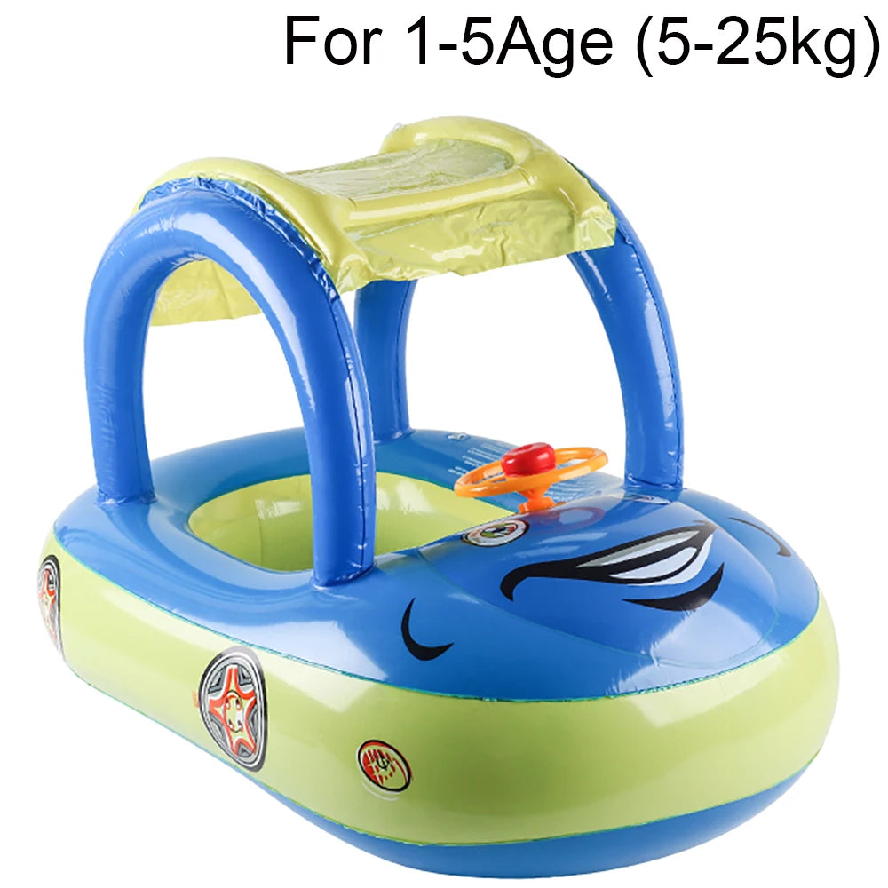 Car Shape Kids Pool Float — Toddler Inflatable Swimming Ring Beach Toy, Baby Swim Floatie for Ages 3-6, Summer Pool Accessory
