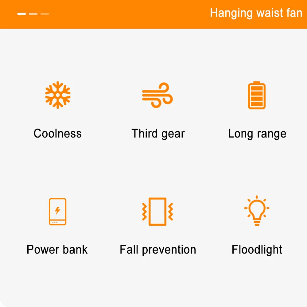 Wearable Waist Clip Fan — 5000mAh Portable Hands Free Belt Fan with 3 Speed Settings, Personal Cooling Fan for Outdoor Work Travel and Summer