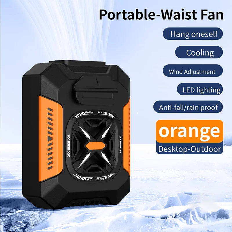Wearable Waist Clip Fan — 5000mAh Portable Hands Free Belt Fan with 3 Speed Settings, Personal Cooling Fan for Outdoor Work Travel and Summer