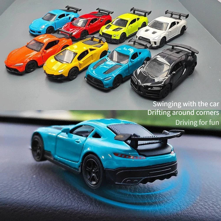 Drift Car Dashboard Toy Ornament — Swinging Mini Race Car Decoration for Car Interior, Funny Car Accessories Gift for Men and Car Lovers