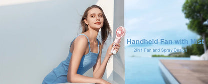 Handheld Mist Fan with Water Spray — Portable USB Rechargeable Mini Fan and Humidifier, Personal Cooling Fan for Outdoor Travel and Summer Events