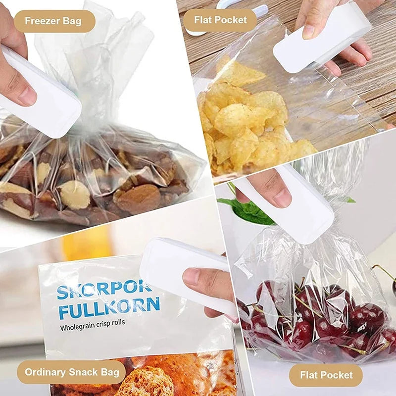Mini Heat Bag Sealer Machine — Portable Handheld Food Bag Resealer for Chips, Snacks, Frozen Food, Plastic Bag Heat Seal Tool