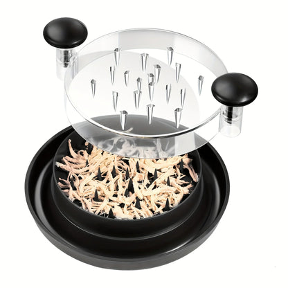 Chicken Shredder Tool with Transparent Cover — Large Anti-Slip Rotating Meat Shredder for Pulled Pork, Beef, Cabbage and Vegetables, Meal Prep Kitchen Tool