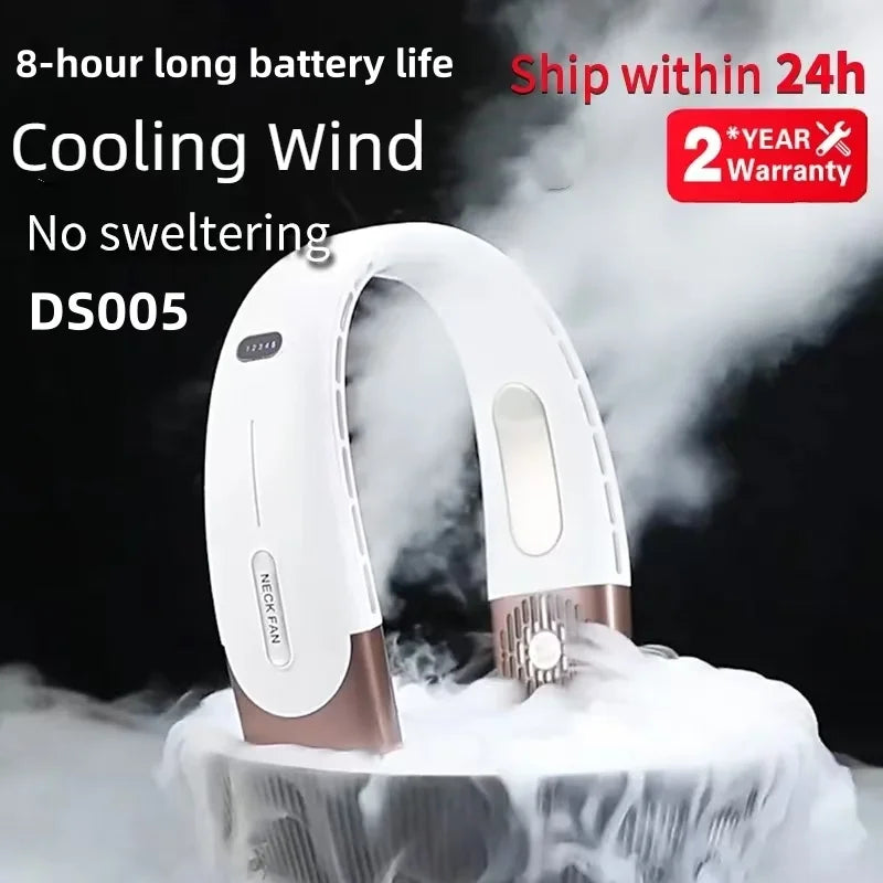 Bladeless Neck Fan — 8000mAh USB Rechargeable Portable Hanging Neck Fan with LED Display, Quiet Personal Air Cooler for Home Office and Outdoor