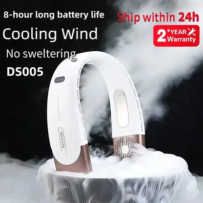 Bladeless Neck Fan — 8000mAh USB Rechargeable Portable Hanging Neck Fan with LED Display, Quiet Personal Air Cooler for Home Office and Outdoor