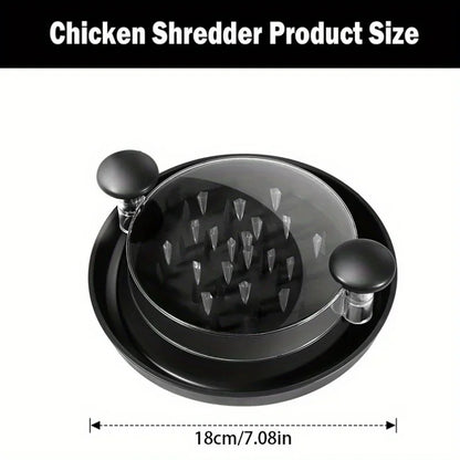 Chicken Shredder Tool with Transparent Cover — Large Anti-Slip Rotating Meat Shredder for Pulled Pork, Beef, Cabbage and Vegetables, Meal Prep Kitchen Tool