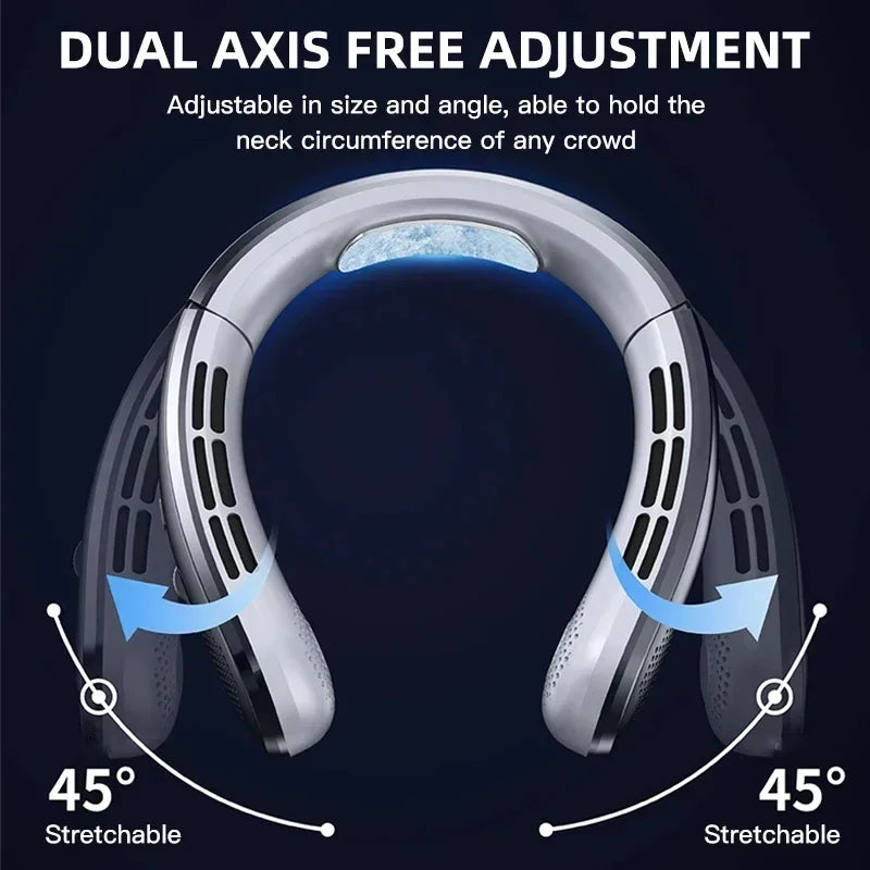 Bladeless Neck Fan — 8000mAh USB Rechargeable Portable Hanging Neck Fan with LED Display, Quiet Personal Air Cooler for Home Office and Outdoor