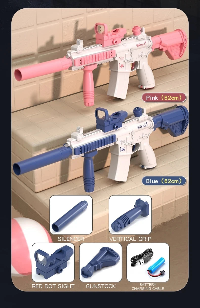 Electric Water Gun for Kids and Adults — Full Auto High Pressure Squirt Gun, Large Capacity Summer Beach Pool Toy, Outdoor Water Battle Game