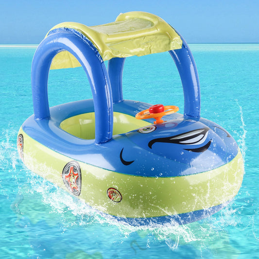 Car Shape Kids Pool Float — Toddler Inflatable Swimming Ring Beach Toy, Baby Swim Floatie for Ages 3-6, Summer Pool Accessory