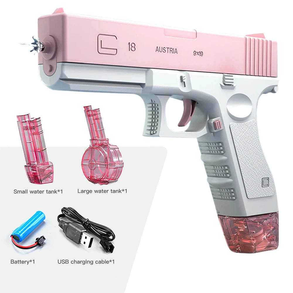 Electric Water Gun for Kids and Adults — Full Auto High Pressure Squirt Gun, Large Capacity Summer Beach Pool Toy, Outdoor Water Battle Game