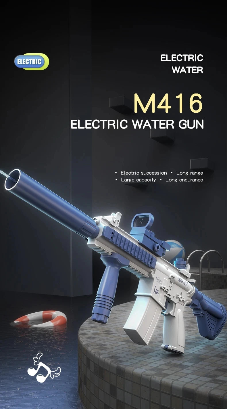 Electric Water Gun for Kids and Adults — Full Auto High Pressure Squirt Gun, Large Capacity Summer Beach Pool Toy, Outdoor Water Battle Game